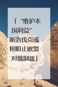 “维护本国利益” 斯洛伐克或将阻止欧盟对俄制裁