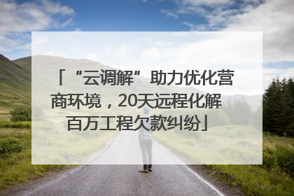 “云调解”助力优化营商环境，20天远程化解百万工程欠款纠纷