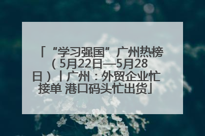 “学习强国”广州热榜（5月22日—5月28日）丨广州：外贸企业忙接单 港口码头忙出货