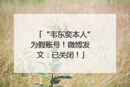 “韦东奕本人”为假账号！微博发文：已关闭！