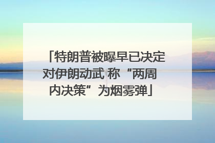 特朗普被曝早已决定对伊朗动武 称“两周内决策”为烟雾弹