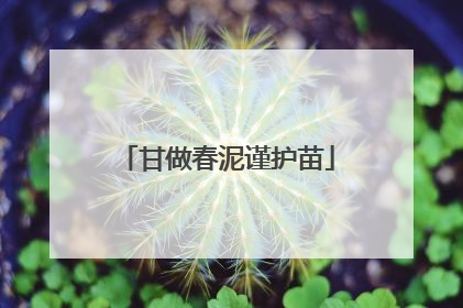 甘做春泥谨护苗