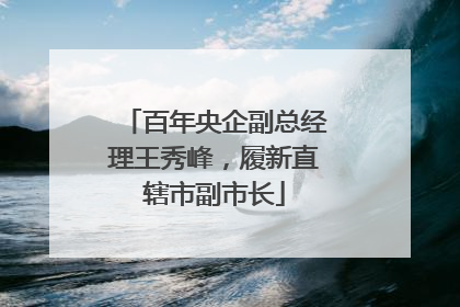 百年央企副总经理王秀峰，履新直辖市副市长