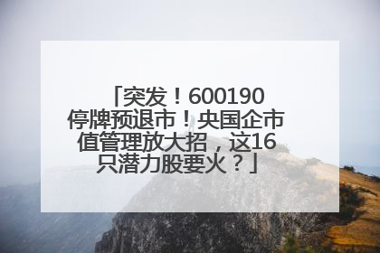 突发！600190停牌预退市！央国企市值管理放大招，这16只潜力股要火？