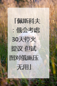 佩斯科夫：俄会考虑30天停火提议 但试图对俄施压无用