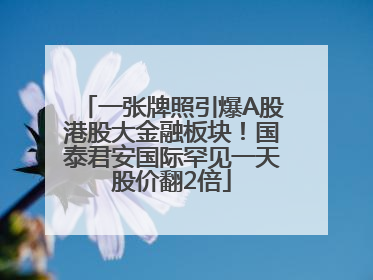 一张牌照引爆A股港股大金融板块！国泰君安国际罕见一天股价翻2倍