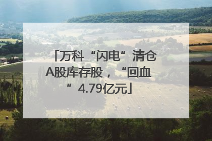 万科“闪电”清仓A股库存股，“回血”4.79亿元