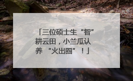 三位硕士生“智” 耕云田，小兰瓜认养 “火出圈”！
