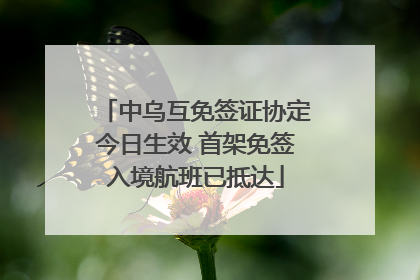 中乌互免签证协定今日生效 首架免签入境航班已抵达