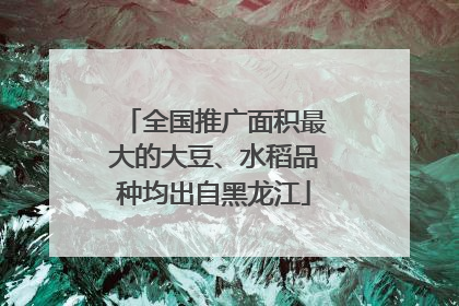 全国推广面积最大的大豆、水稻品种均出自黑龙江