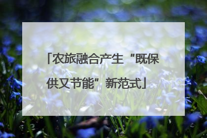 农旅融合产生“既保供又节能”新范式