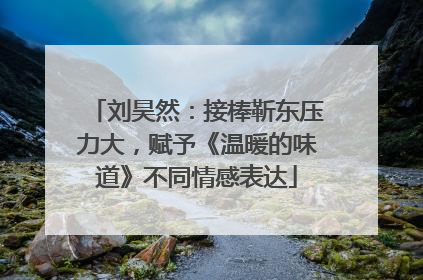 刘昊然：接棒靳东压力大，赋予《温暖的味道》不同情感表达