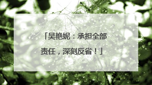 吴艳妮：承担全部责任，深刻反省！