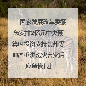 国家发展改革委紧急安排2亿元中央预算内投资支持贵州等地严重洪涝灾害灾后应急恢复