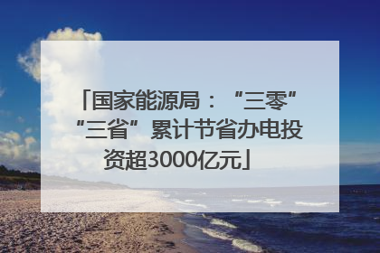 国家能源局：“三零”“三省”累计节省办电投资超3000亿元