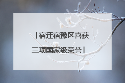 宿迁宿豫区喜获三项国家级荣誉