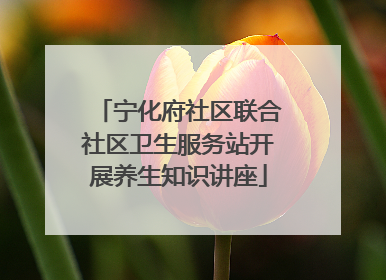 宁化府社区联合社区卫生服务站开展养生知识讲座