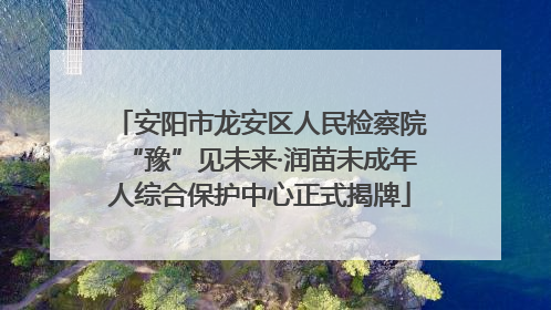 安阳市龙安区人民检察院“豫”见未来·润苗未成年人综合保护中心正式揭牌