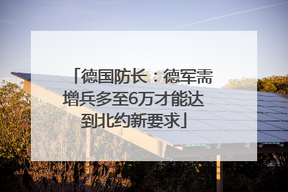 德国防长：德军需增兵多至6万才能达到北约新要求