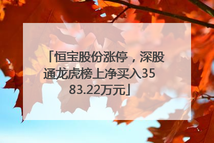 恒宝股份涨停，深股通龙虎榜上净买入3583.22万元