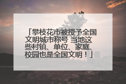 攀枝花市被授予全国文明城市称号 当地这些村镇、单位、家庭、校园也是全国文明！