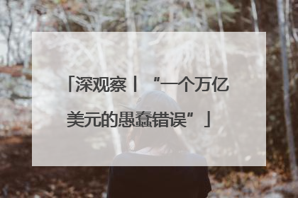 深观察丨“一个万亿美元的愚蠢错误”
