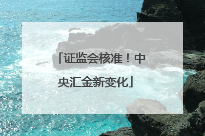 证监会核准！中央汇金新变化