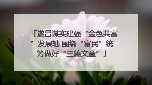 遂昌谋实建强“金色共富”发展轴 围绕“富民”统筹做好“三篇文章”