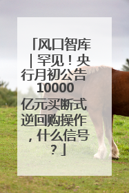 风口智库｜罕见！央行月初公告10000亿元买断式逆回购操作，什么信号？