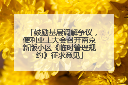 鼓励基层调解争议，便利业主大会召开南京新版小区《临时管理规约》征求意见