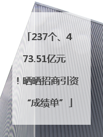 237个、473.51亿元！晒晒招商引资“成绩单”